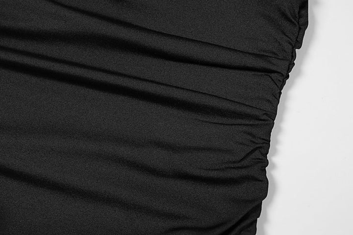 Irregular one shoulder ruched solid mini dress