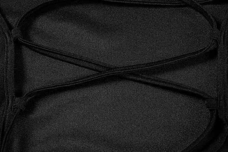 Cross back self tie square neck backless maxi dress