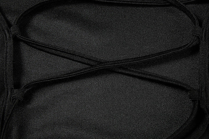 Cross back self tie square neck backless maxi dress