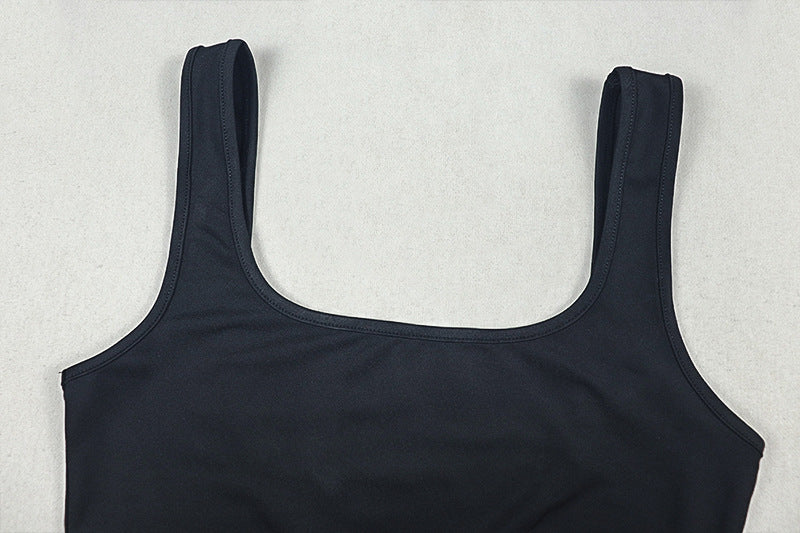 Hollow out square neck backless tank jumpsuit