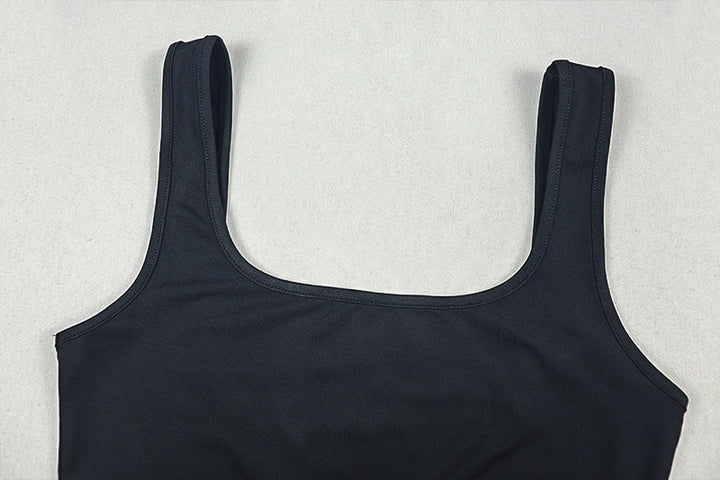 Hollow out square neck backless tank jumpsuit