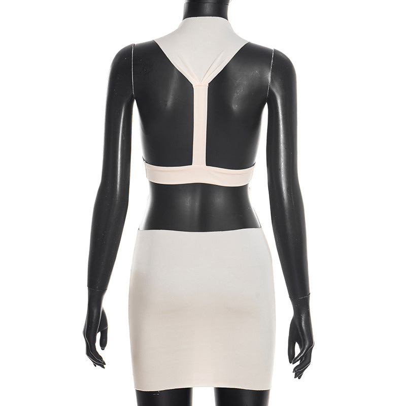 Square neck backless solid mini dress