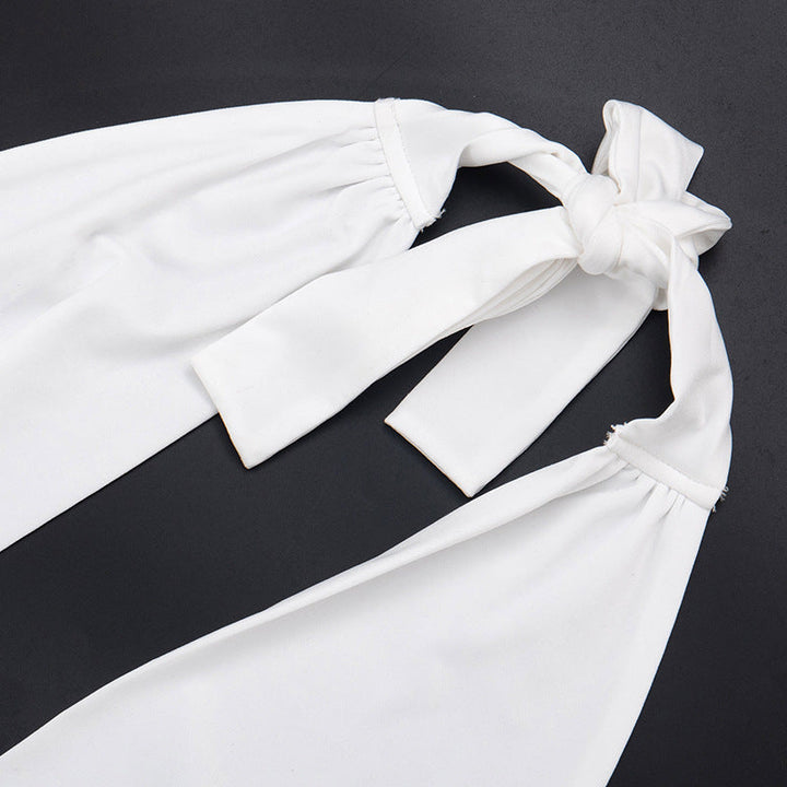 Self tie halter cowl neck irregular ruched pant set