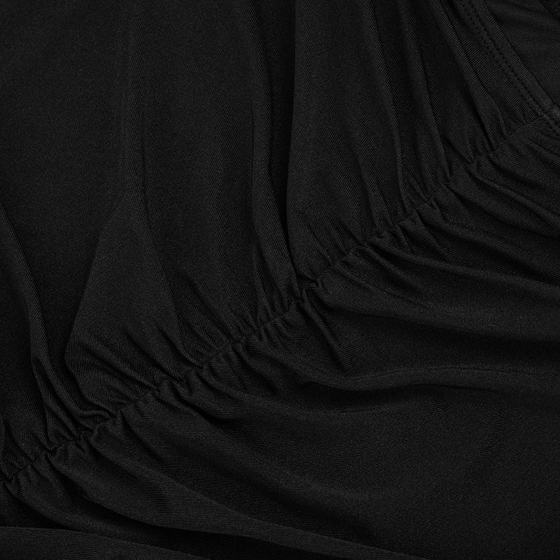 Ruched hollow out slit solid maxi dress