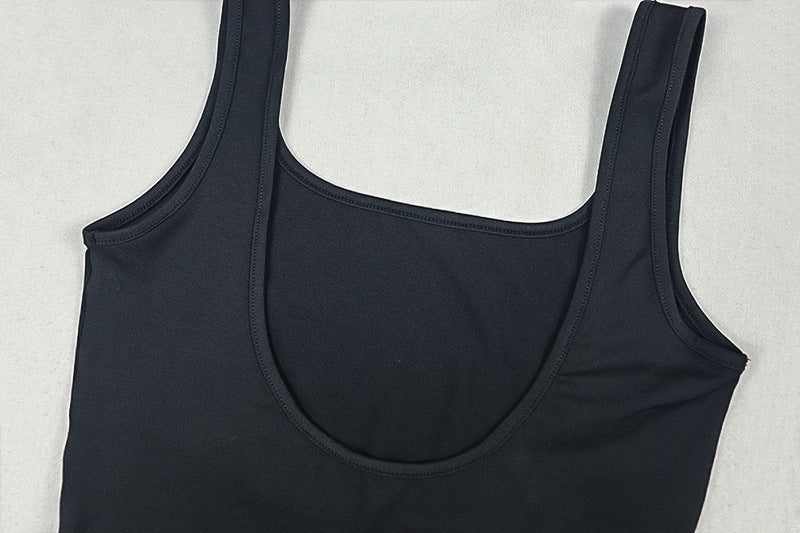 Hollow out square neck backless tank jumpsuit