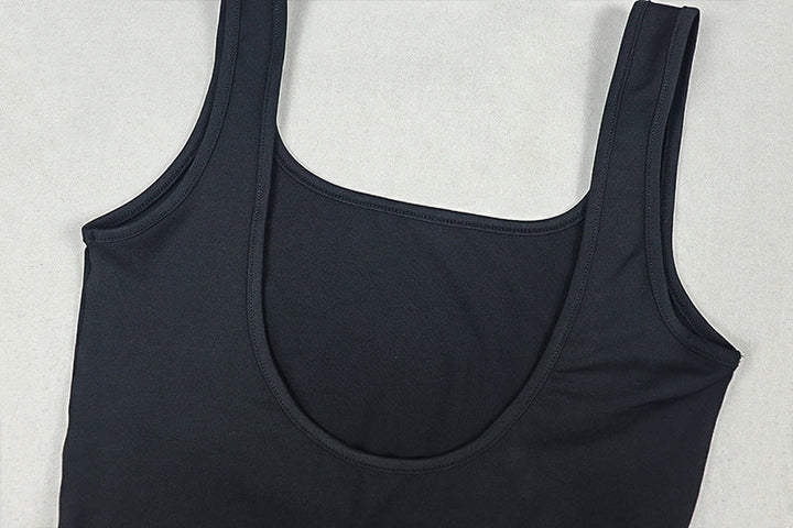 Hollow out square neck backless tank jumpsuit