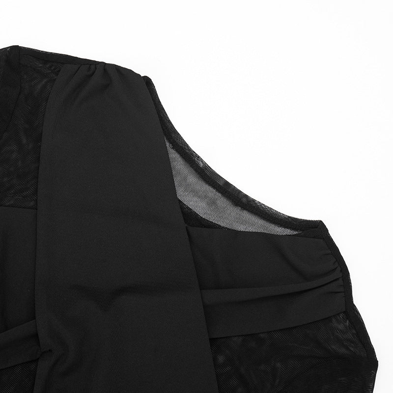 Short sleeve crewneck mesh ruched pant set