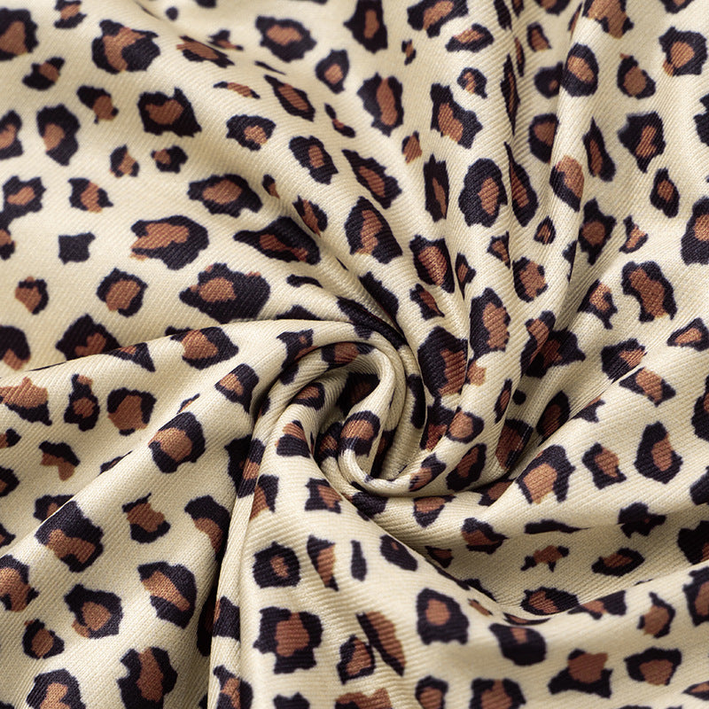 Leopard print cross back self tie backless romper