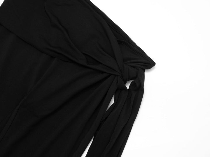 Self tie halter cowl neck irregular low rise pant set