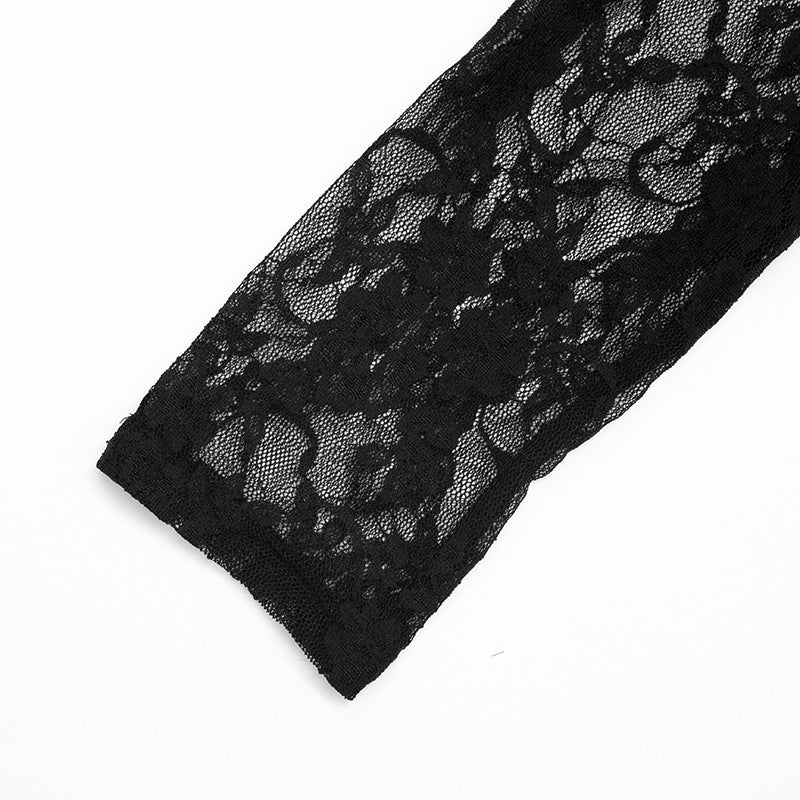 Off shoulder long sleeve lace see through pant set