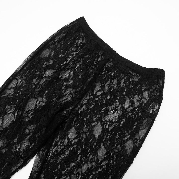 Off shoulder long sleeve lace see through pant set