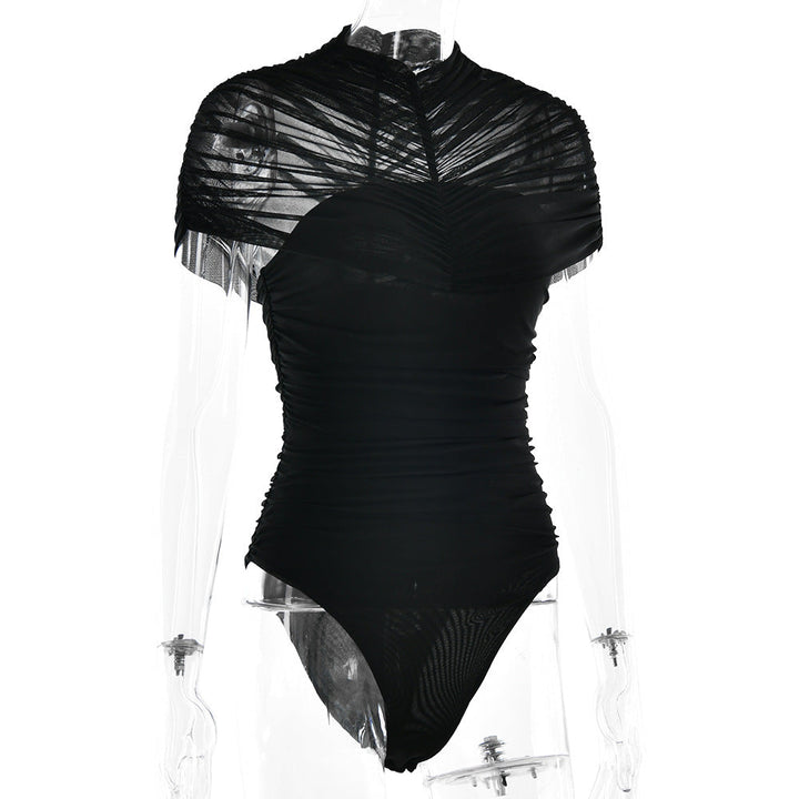 Crewneck ruched button solid bodysuit