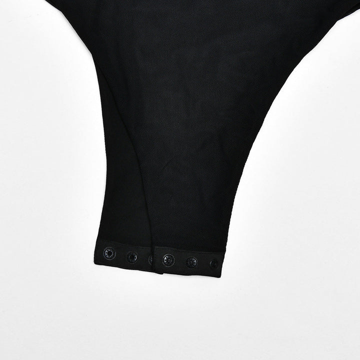 Crewneck ruched button solid bodysuit