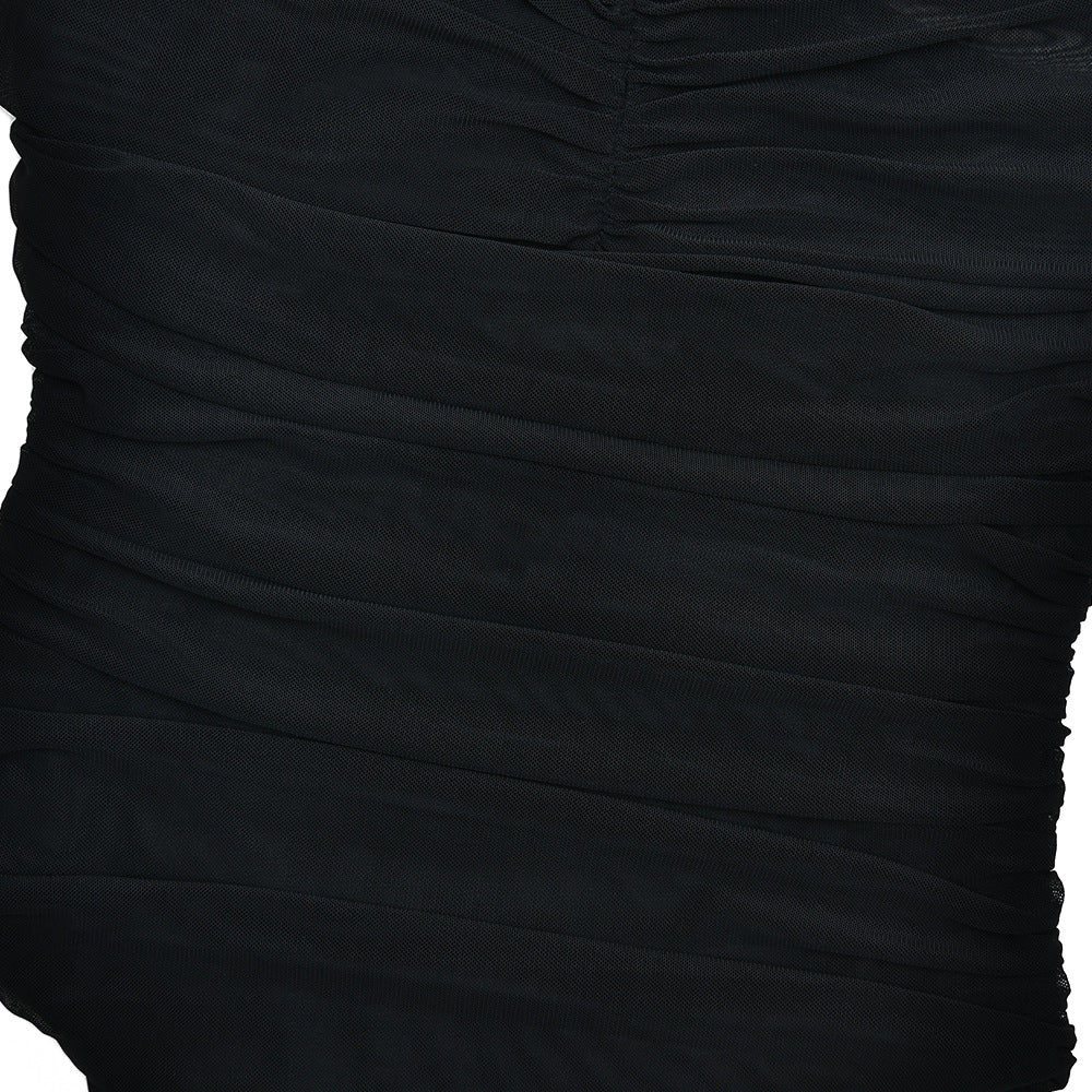 Crewneck ruched button solid bodysuit