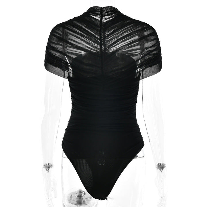 Crewneck ruched button solid bodysuit