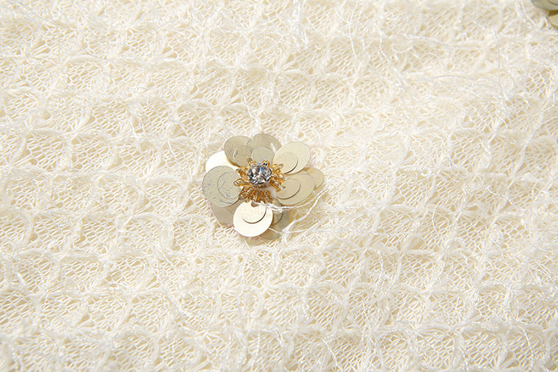 Halter glitter gloves raw hem backless mini dress