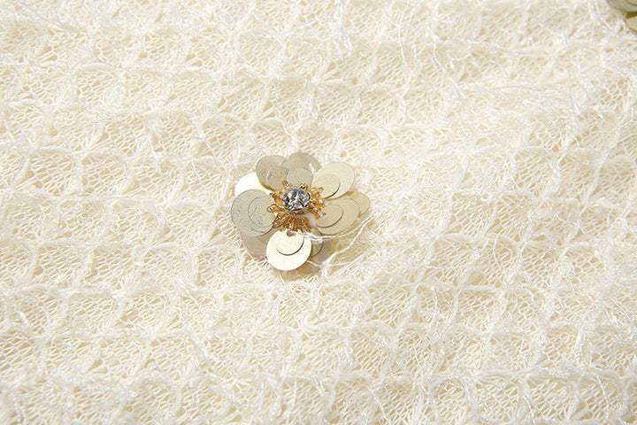 Halter glitter gloves raw hem backless mini dress