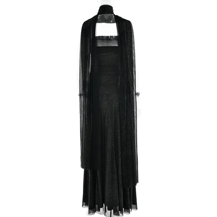 Ruched irregular backless tube maxi dress