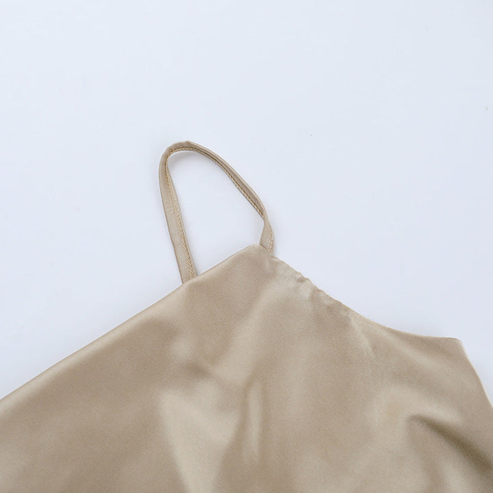 Cowl neck irregular pleated zip-up cami top