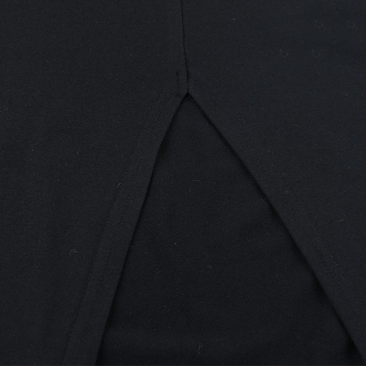 Long sleeve crewneck slit solid mesh maxi dress