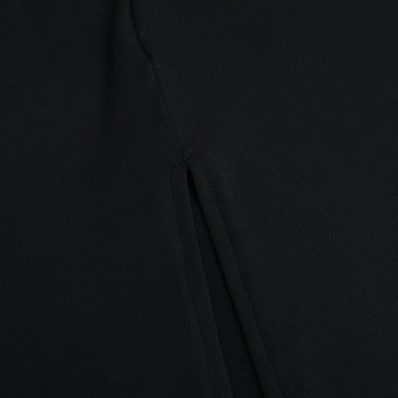 Lace hem slit v neck backless cami maxi dress