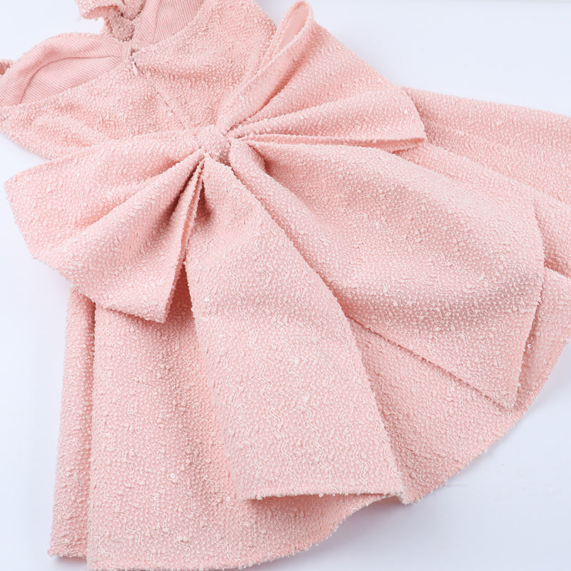 Self tie halter bowknot zip-up v neck mini dress