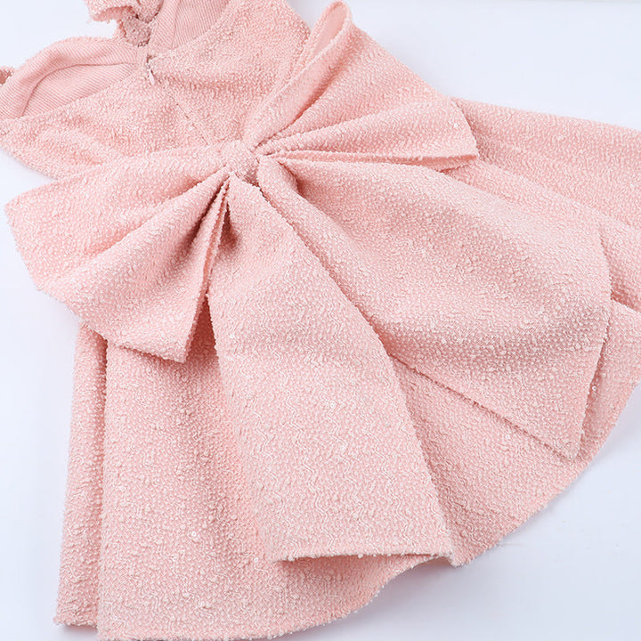 Self tie halter bowknot zip-up v neck mini dress