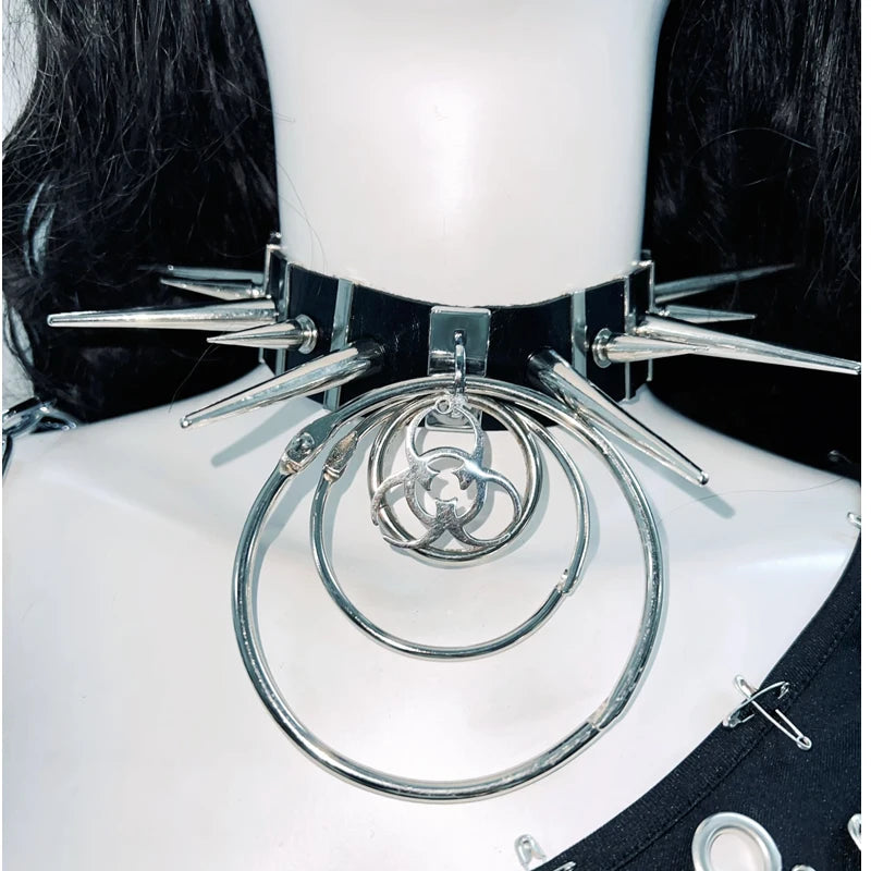 Irregular o ring metal chain long sleeve hollow out bodysuit