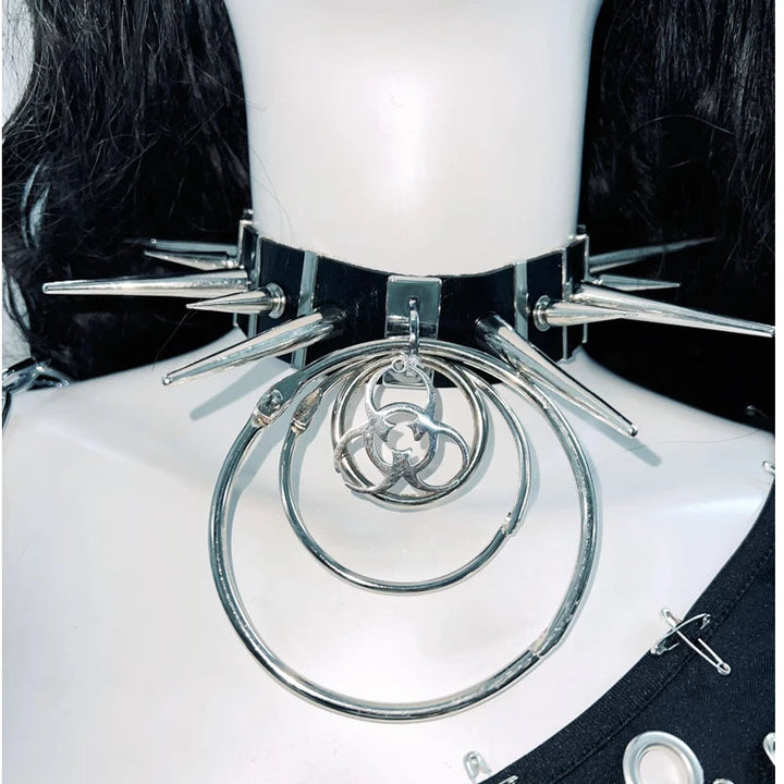 Irregular o ring metal chain long sleeve hollow out bodysuit