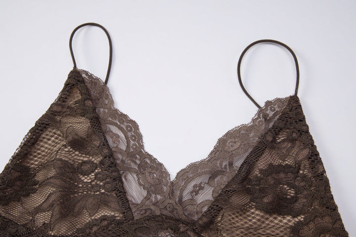 V neck lace backless spaghetti strap top