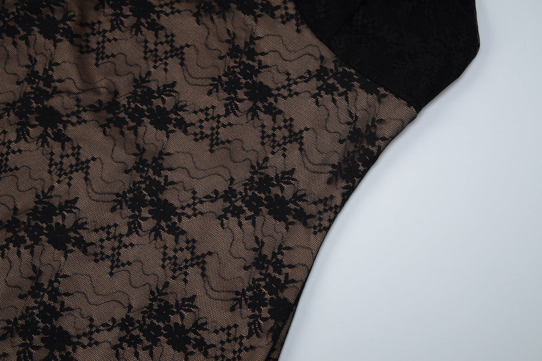 V neck lace backless cami maxi dress