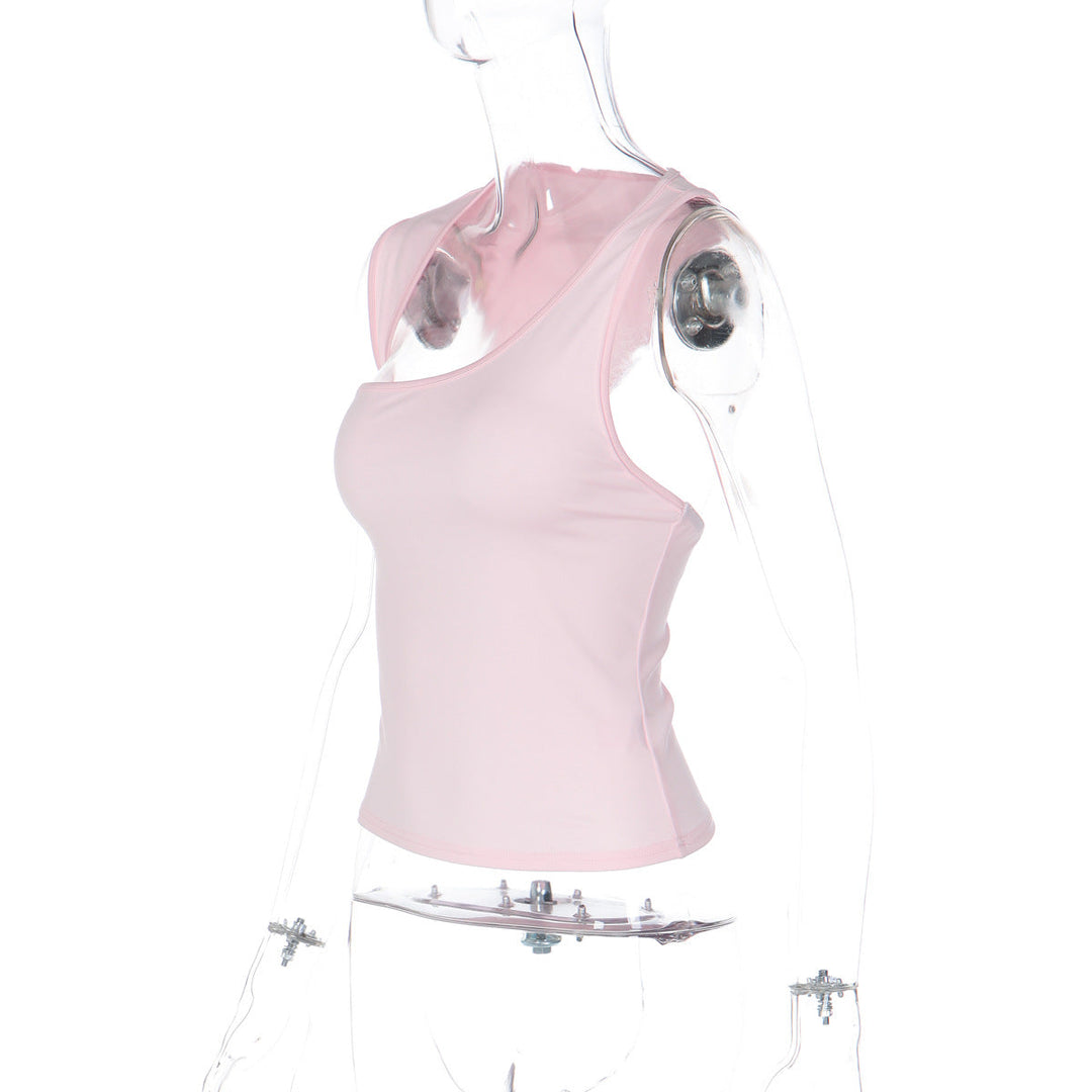 Irregular sleeveless solid tank top