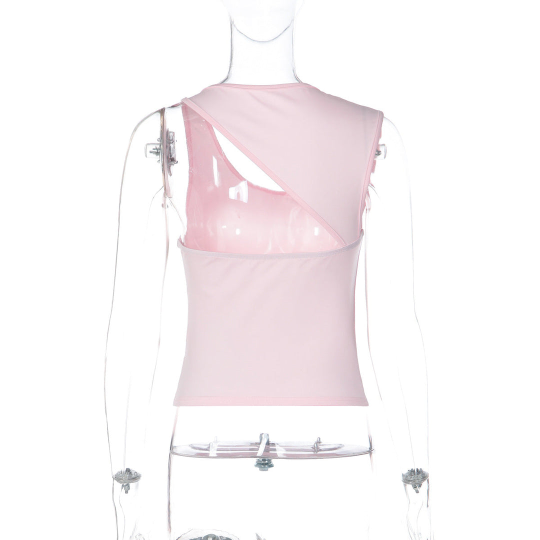 Irregular sleeveless solid tank top