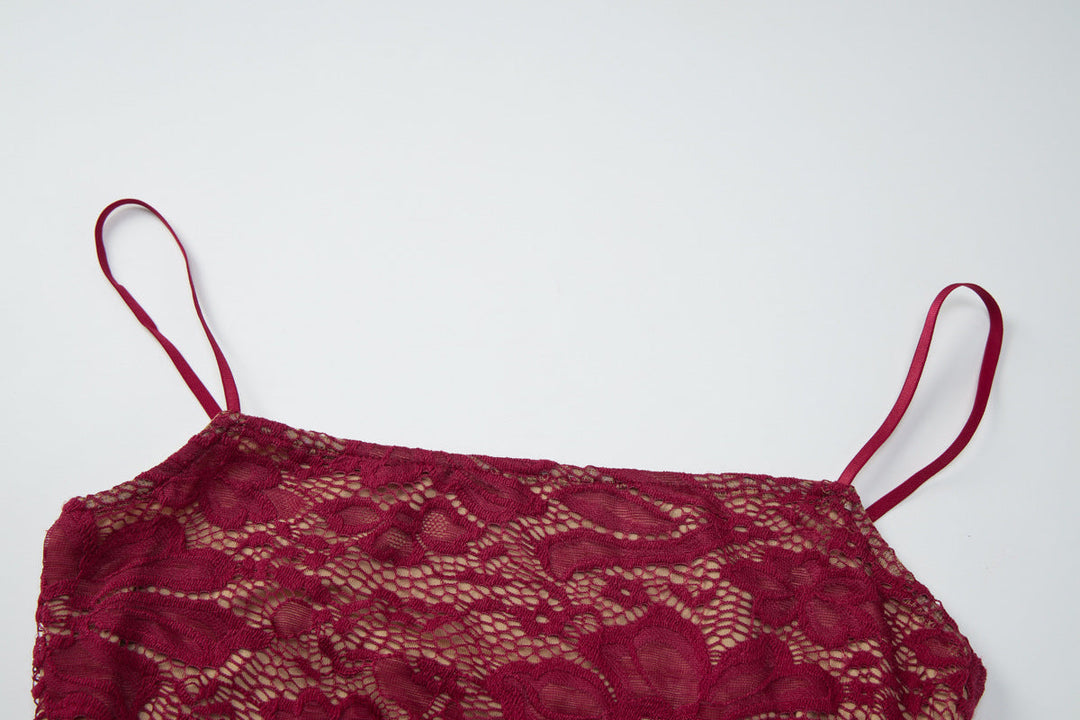 Square neck lace backless cami maxi dress