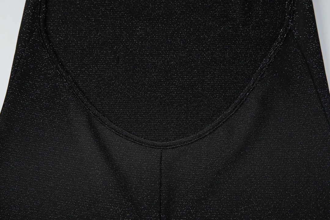 Halter self tie backless crewneck solid romper