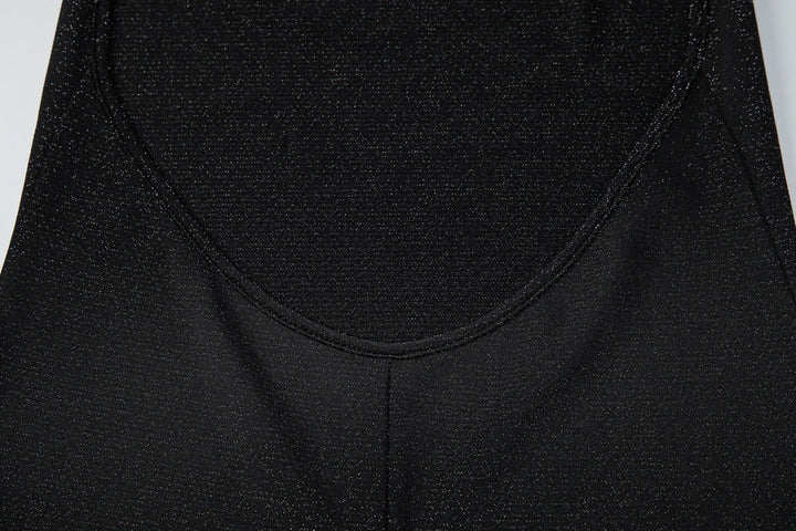 Halter self tie backless crewneck solid romper