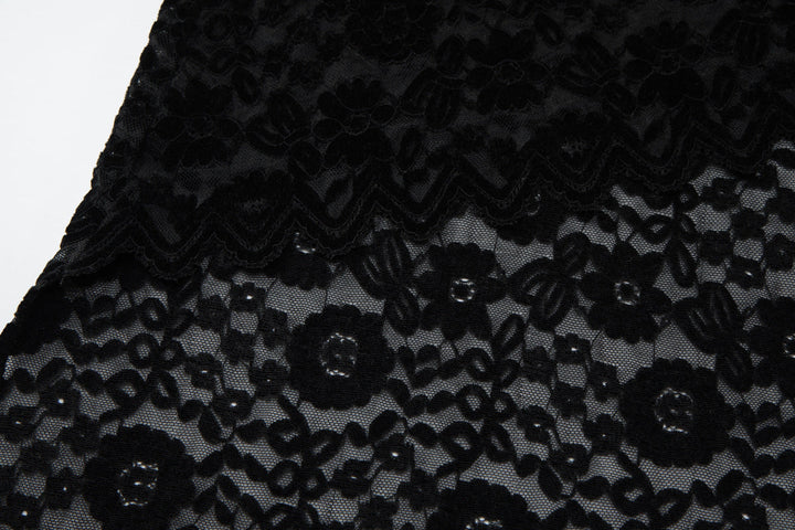 Lace u neck see through backless mini dress