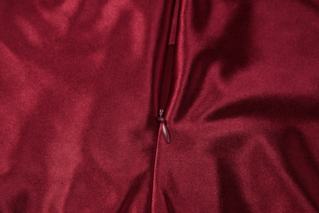 U neck satin halter zip-up backless maxi dress