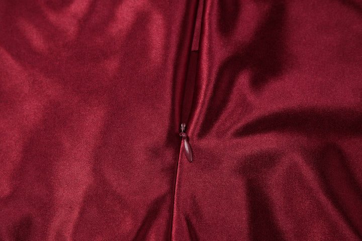 U neck satin halter zip-up backless maxi dress