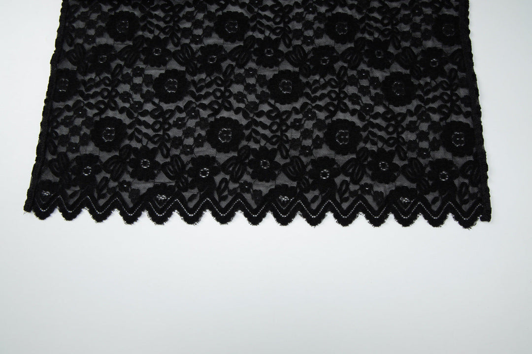 Lace u neck see through backless mini dress