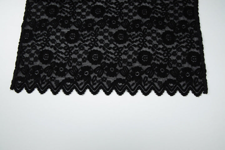 Lace u neck see through backless mini dress