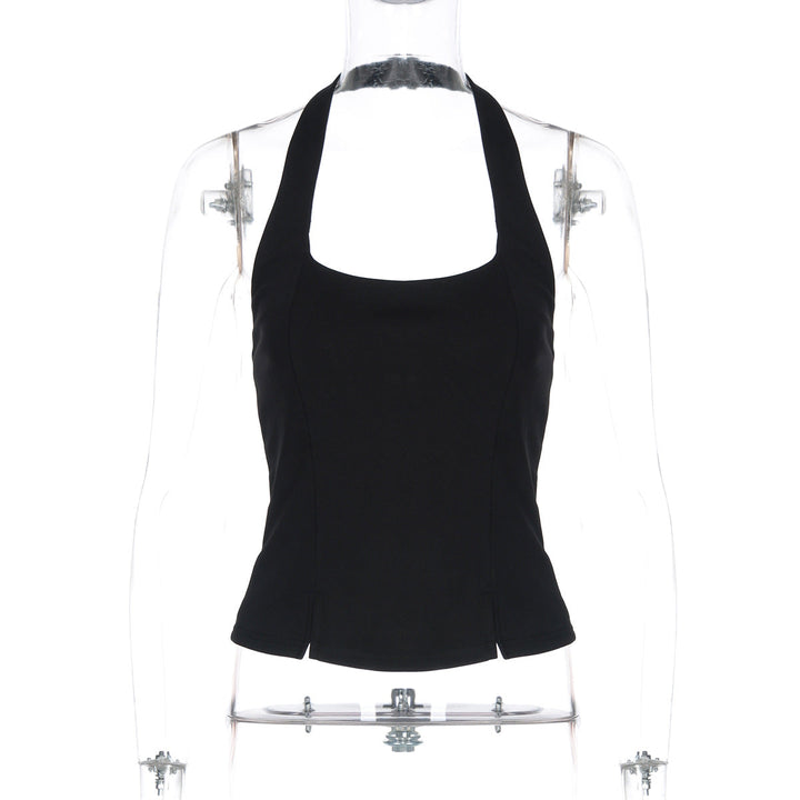Halter u neck backless solid top
