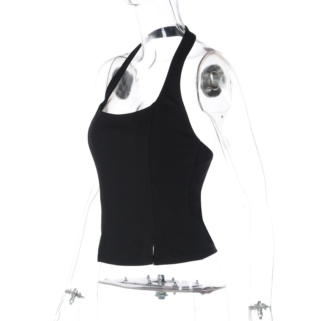 Halter u neck backless solid top