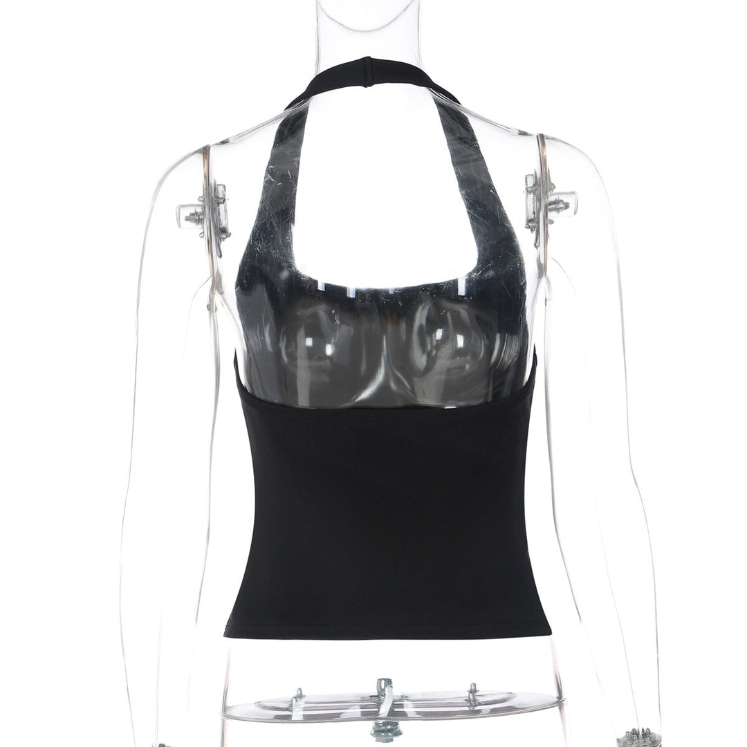 Halter u neck backless solid top