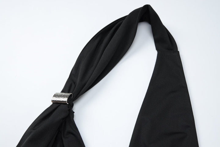 Halter v neck irregular backless solid top