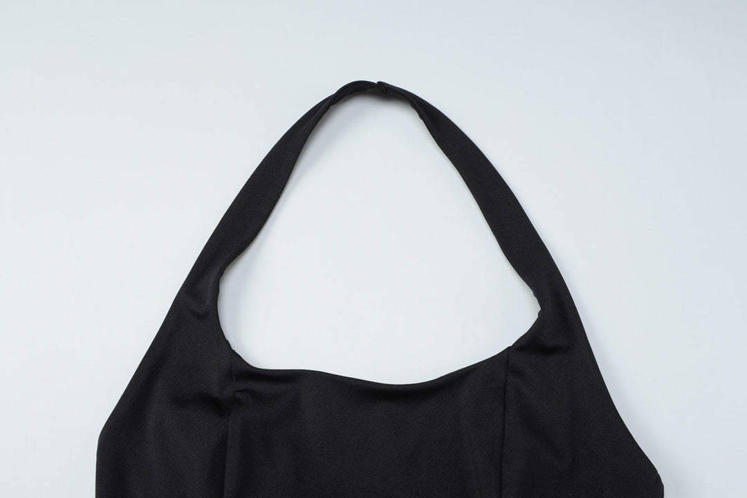 Halter u neck backless solid top