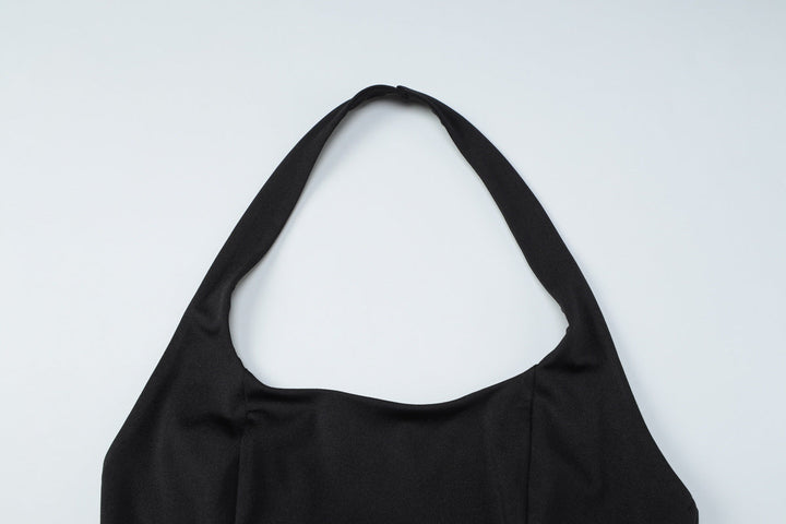 Halter u neck backless solid top