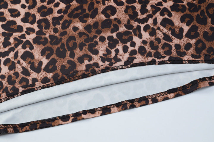 Leopard print contrast maxi skirt