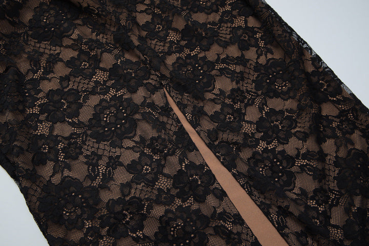 V neck self tie halter lace slit maxi dress