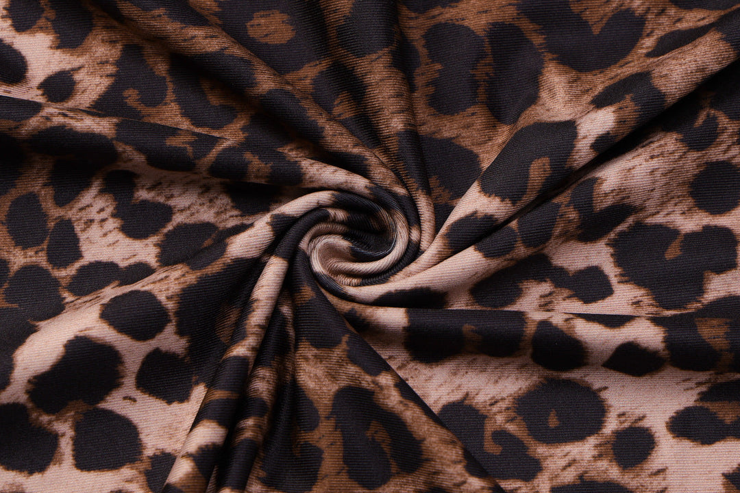 Leopard print contrast maxi skirt